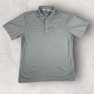 Travis Mathew Polo Shirt Mens XL Solid Gray Pique Golf Casual